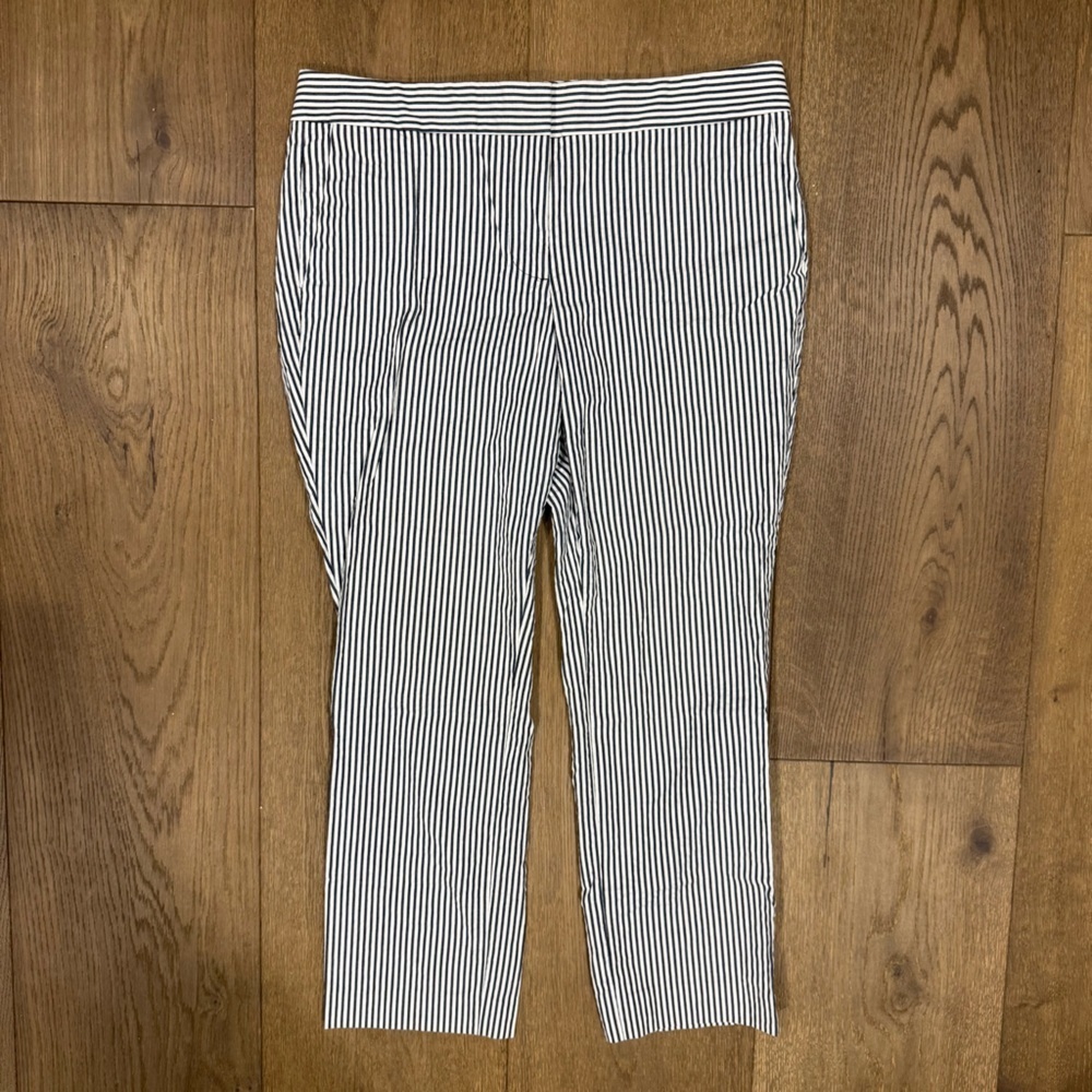 J.Crew Crop Ankle Bootcut Navy and White